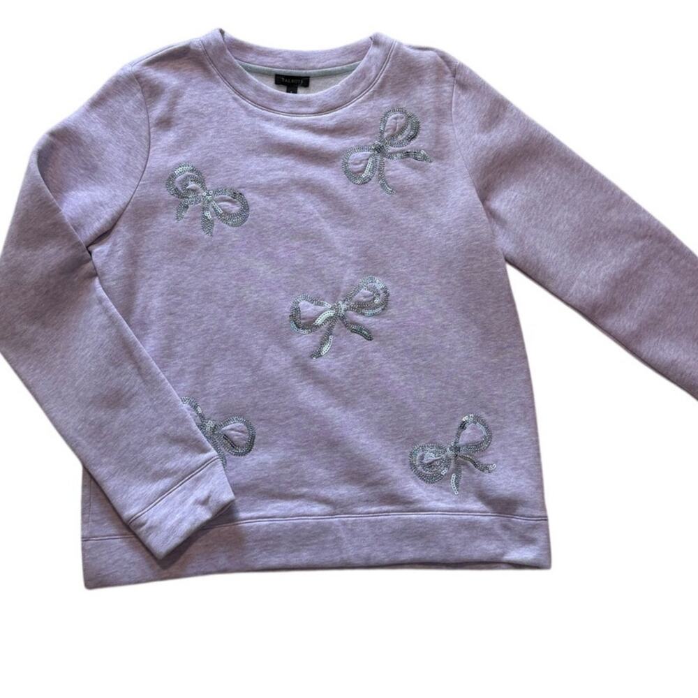 Talbots Lavender Sweatshirt with Silver Sequin Bows | Small
